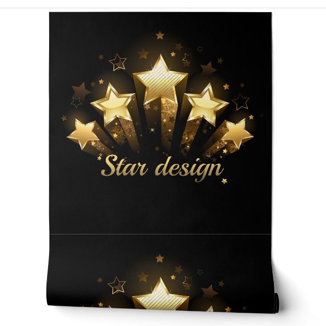 Five gold stars on black wallpaper (Unrolling)