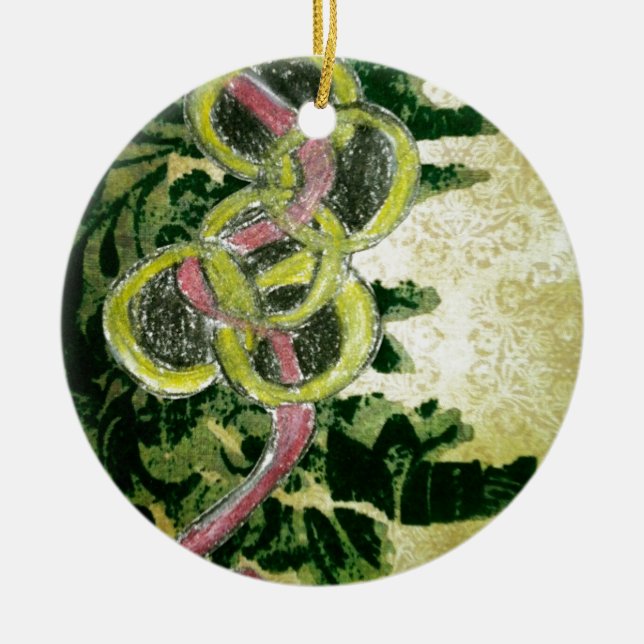 Five Golden Rings Ceramic Tree Decoration (Front)