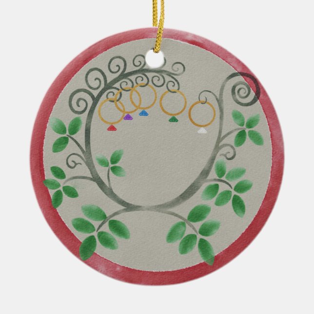 Five Golden Rings Christmas Ornament (Front)