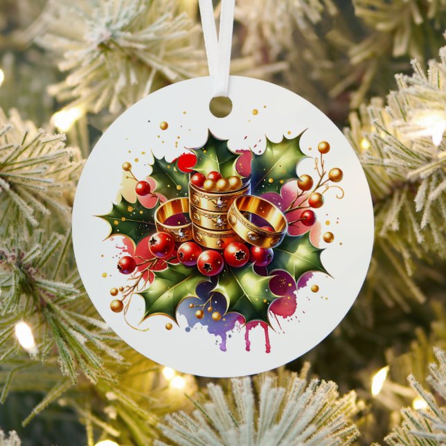 Five Golden Rings | Twelve Days of Christmas Metal Tree Decoration (Insitu)