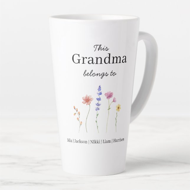 Five Grandchildren Personalised  Latte Mug (Right Angle)