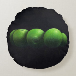 Five Green Apples Round Cushion