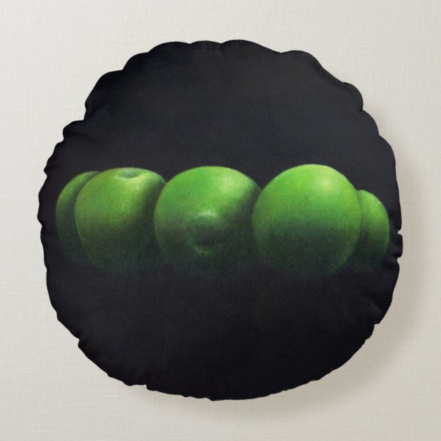 Five Green Apples Round Cushion (Front)