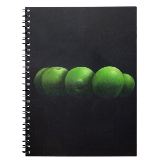 Five Green Apples Spiral Notebook (Front)