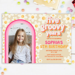 Five Groovy Years Rainbow Birthday Invitation – Re