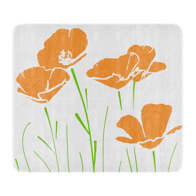 Five Hand Drawn California Poppies    Cutting Board (Front)