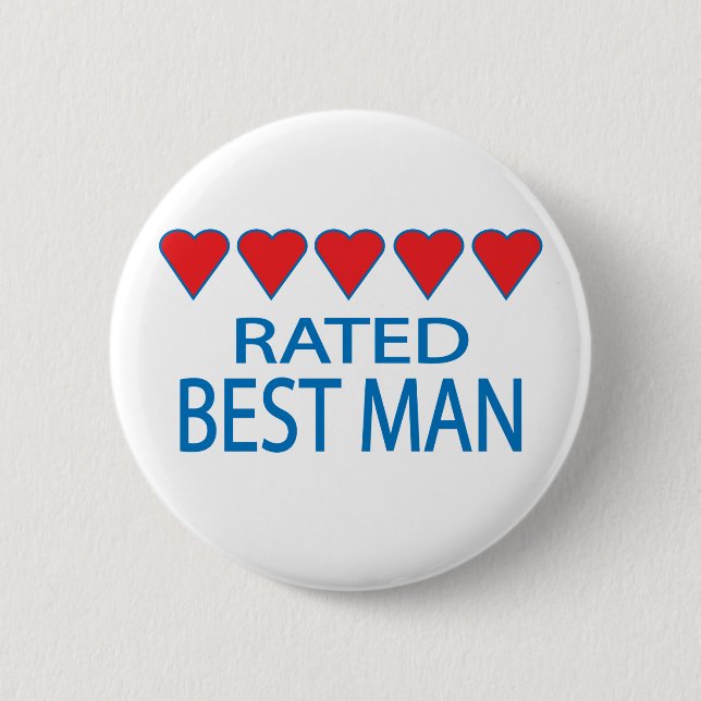 Five Heart Best Man 6 Cm Round Badge (Front)