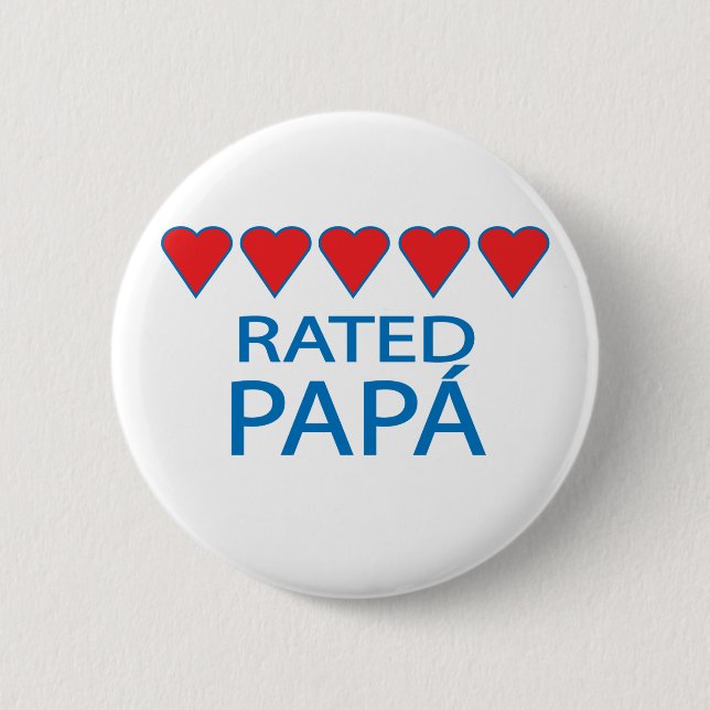 Five Heart Papá 6 Cm Round Badge (Front)