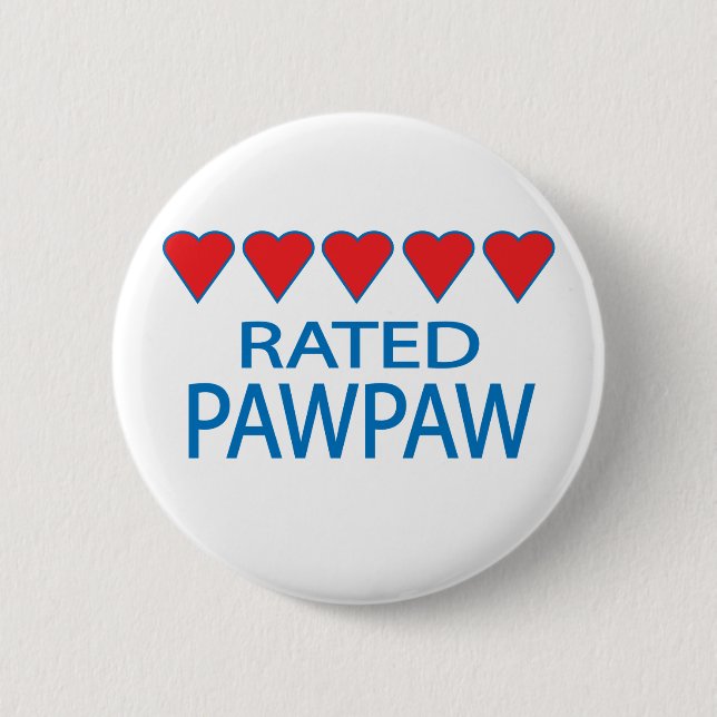 Five Heart PawPaw 6 Cm Round Badge (Front)