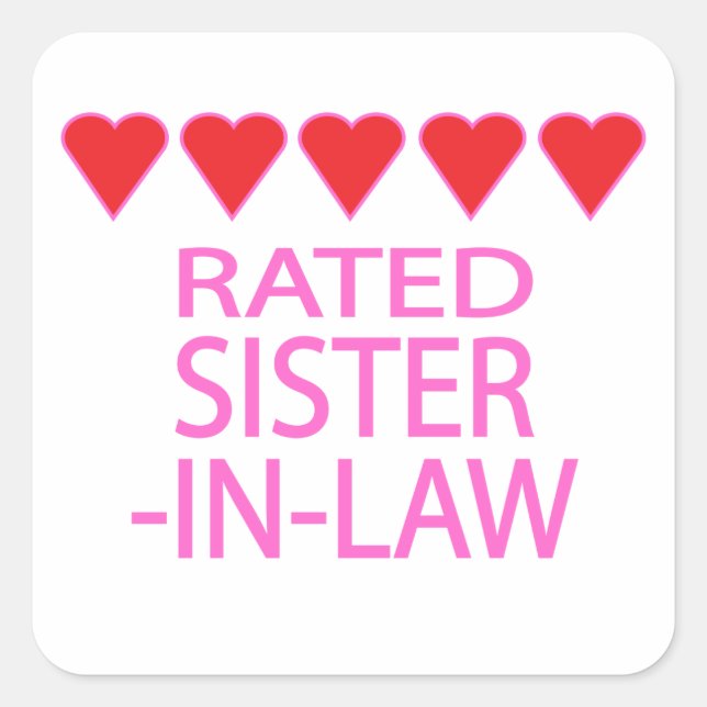 Five Heart Sister-In-Law Square Sticker (Front)