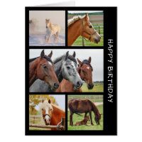 Five HORSE Photo Birthday Collage Birthday Card