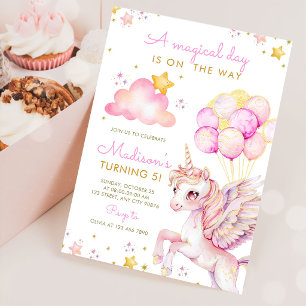 Five Is A Magical Vibe Unicorn 5th Birthday Invitation