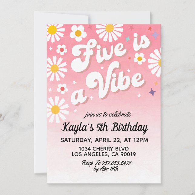 Five is a Vibe 5th Birthday Invitation (Front)