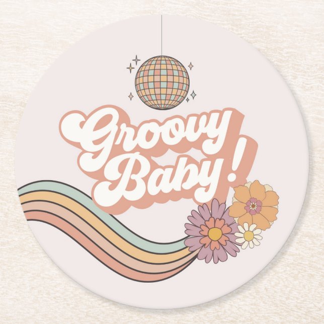 Five is a Vibe 5th birthday party plates Round Paper Coaster (Front)