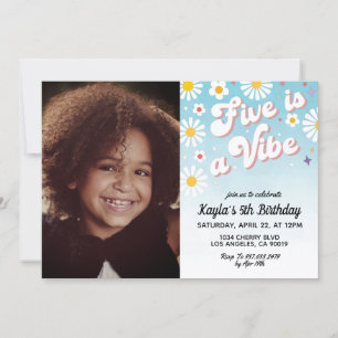 Five is a Vibe 5th Portrait Birthday Invitation