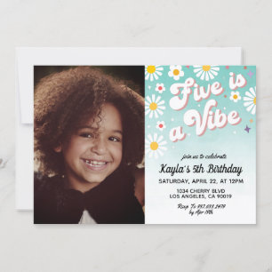Five is a Vibe 5th Portrait Birthday Invitation