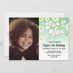 Five is a Vibe 5th Portrait Birthday Invitation