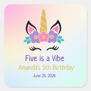 Five is a Vibe Birthday Party  Square Sticker