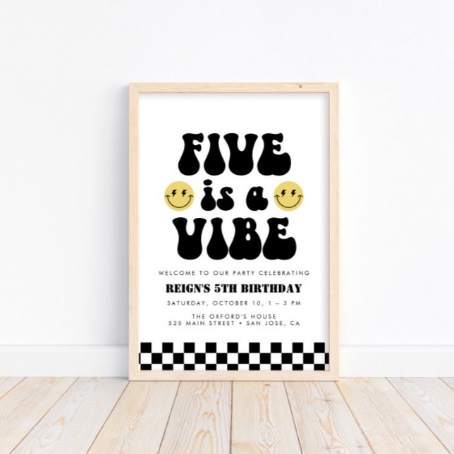 Five is a Vibe | Boys 5th Birthday Welcome Sign (Creator Uploaded)