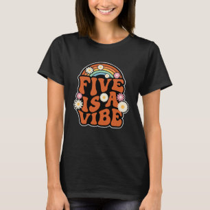 Five Is A Vibe Cute Retro Rainbow 70's Groovy Fift T-Shirt