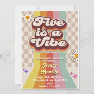 Five is a Vibe Groovy 5th Birthday Invitation
