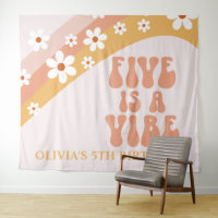 Five is a Vibe Groovy Daisy 5th Birthday Banner