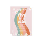 Five is a Vibe groovy daisy rainbow 5th birthday