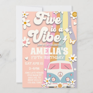 Five is a Vibe Groovy Fifth Birthday Invitation