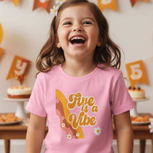 Five is a vibe, groovy retro vintage birthday toddler T-Shirt