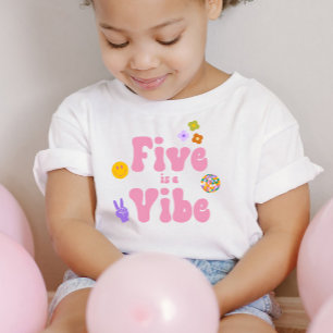 Five Is A Vibe Retro 70's 5th Fifth Birthday Toddler T-Shirt