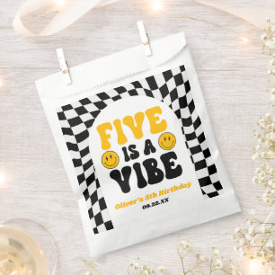 Five Is A Vibe Retro Fifth 5th Birthday Party Favour Bags