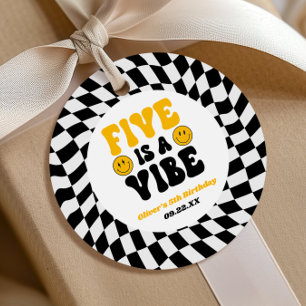 Five Is A Vibe Retro Fifth 5th Birthday Party Favour Tags