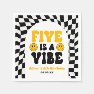 Five Is A Vibe Retro Fifth 5th Birthday Party Napkin