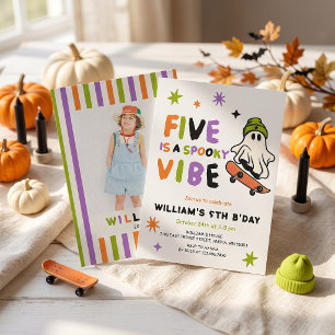 Five is Spooky Vibe Halloween Birthday Invitation