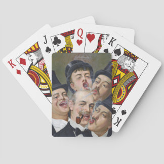 Five Jolly Smoking Men Playing Cards