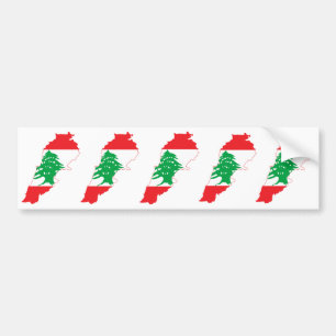 FIVE Lebanon Flag Map Bumper Sticker