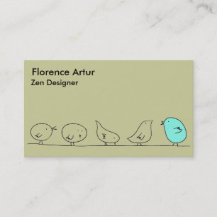 Five Little Birds - Grey-Green Business Card