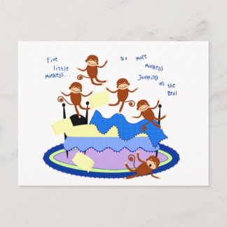 five little monkeys postcard