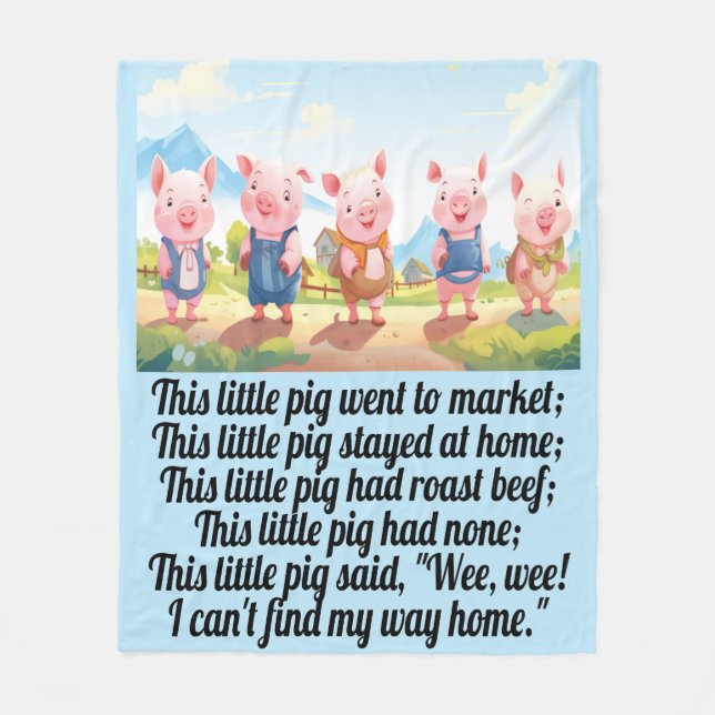 Five Little Pigs - Nursery Rhyme Fleece Blanket (Front)