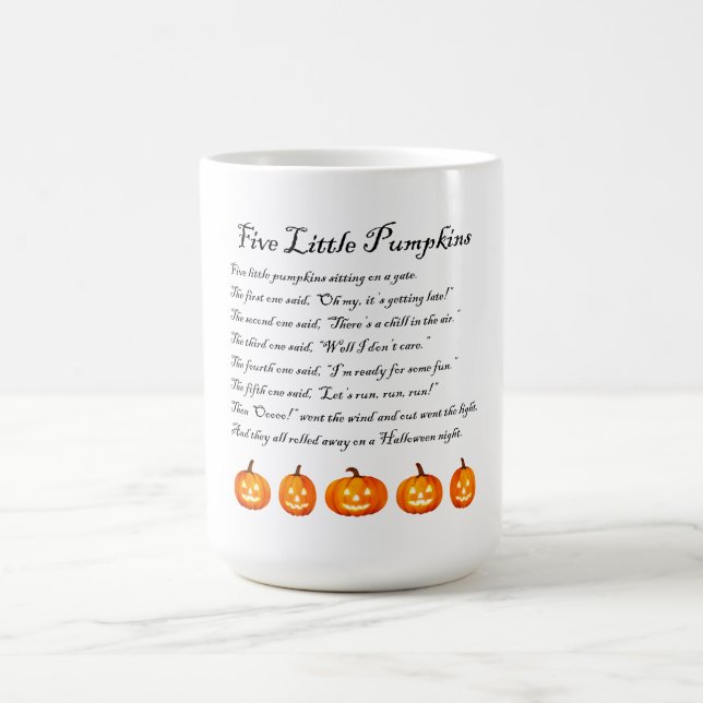 Five Little Pumpkins Halloween Poem Magic Mug (Center)