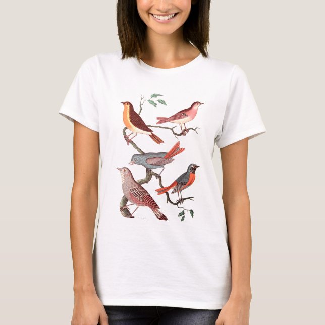 Five lovely vintage birds T-Shirt (Front)