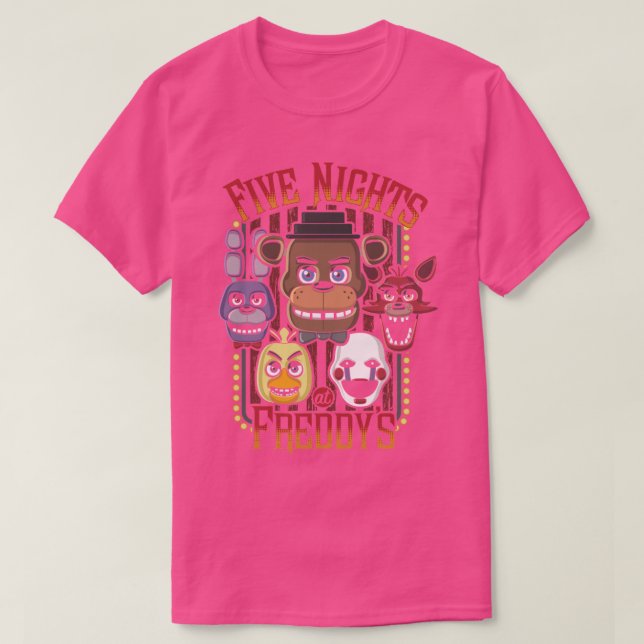 Five Nights At Freddys Pizzeria MultiCharacter T-Shirt (Design Front)
