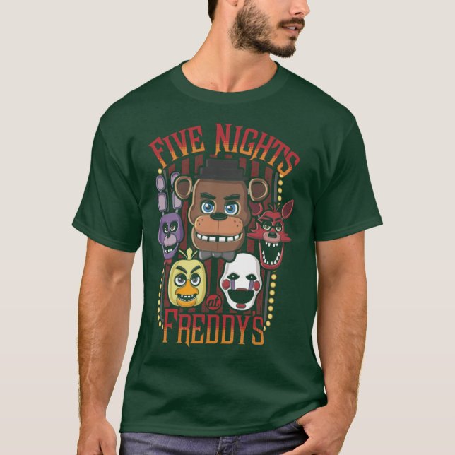Five Nights At Freddys Pizzeria MultiCharacter T-Shirt (Front)