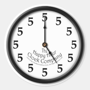 FIVE O'CLOCK CLOCK CLASSIC ROUND STICKER