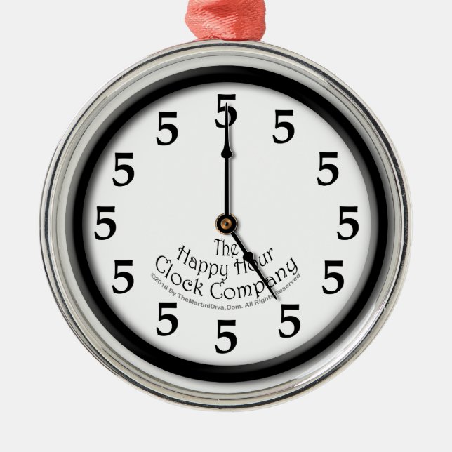 FIVE O'CLOCK CLOCK METAL TREE DECORATION (Front)