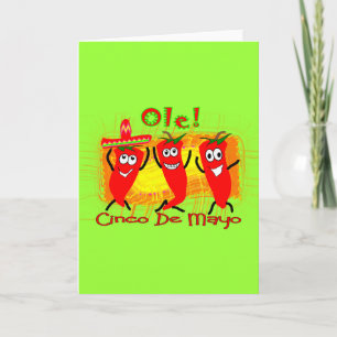 Five of Mayo 3 Dancing Chilli Peppers-Adorable Card