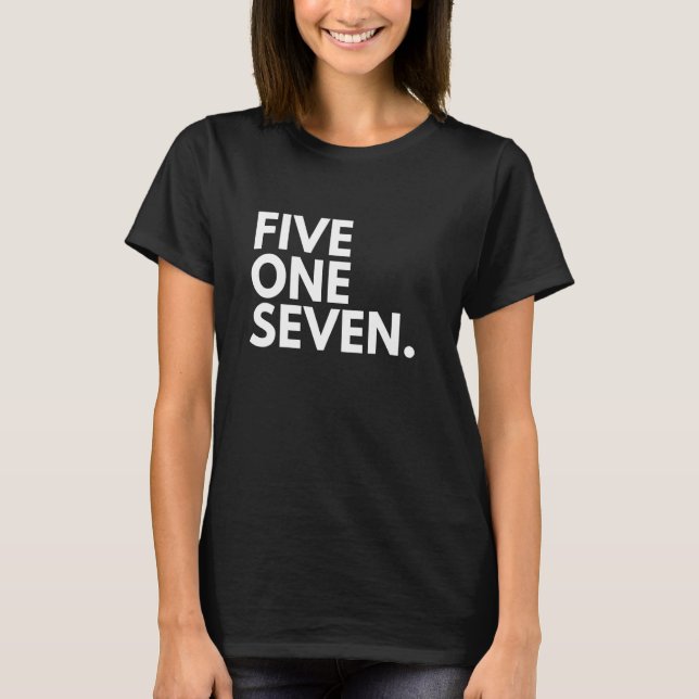 FIVE ONE SEVEN Area Code 517 Lansing MI Michigan U T-Shirt (Front)