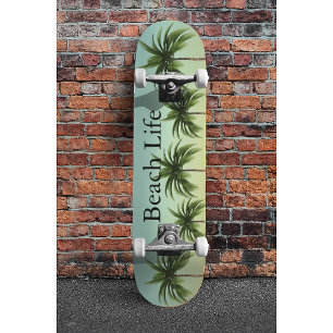 Five Palm Trees in a Row, beach life               Skateboard