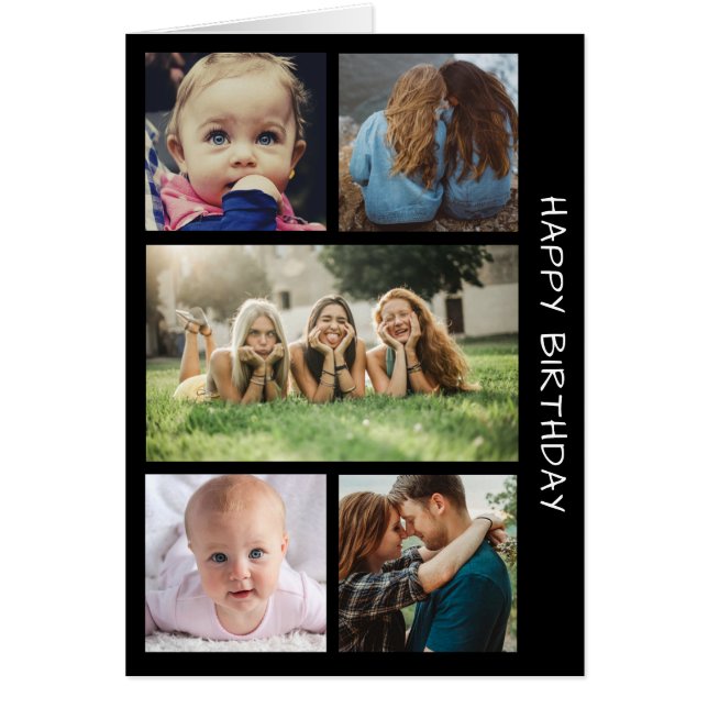 Five Photo Birthday Collage Birthday Card (Front)