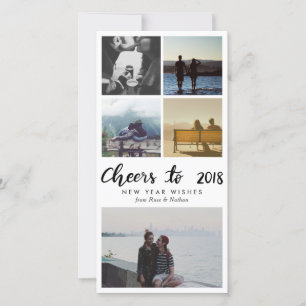 Five Photo Cheers To 2018 Script New Year Holiday Card